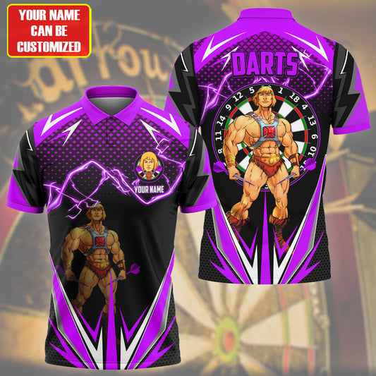 Personalized Name He-Man Darts Purple Version All Over Printed Unisex Shirt S150402