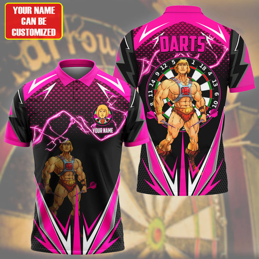 Personalized Name He-Man Darts Pink Version All Over Printed Unisex Shirt S150402
