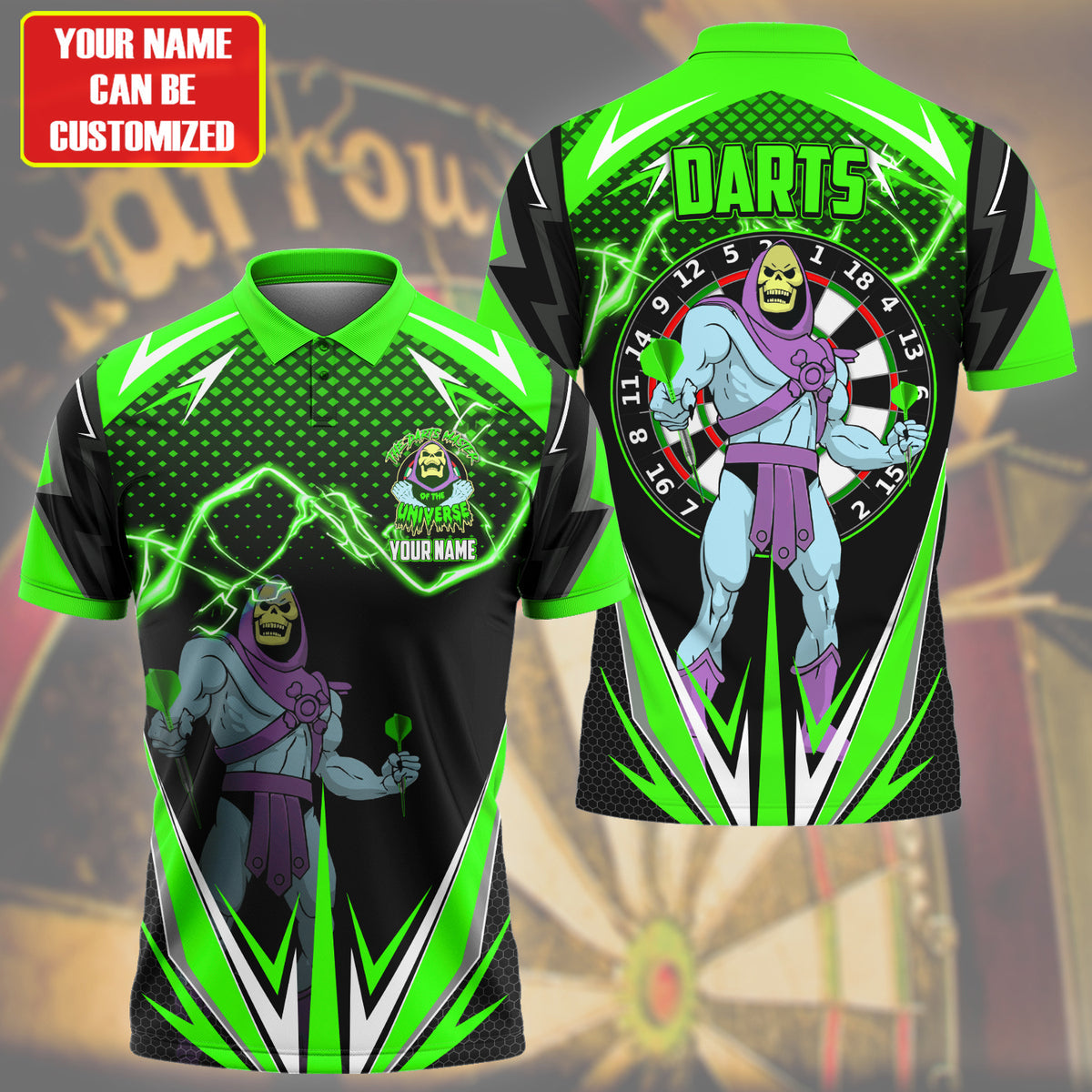 Personalized Name Skeletor Darts Green Version All Over Printed Unisex Shirt S150403