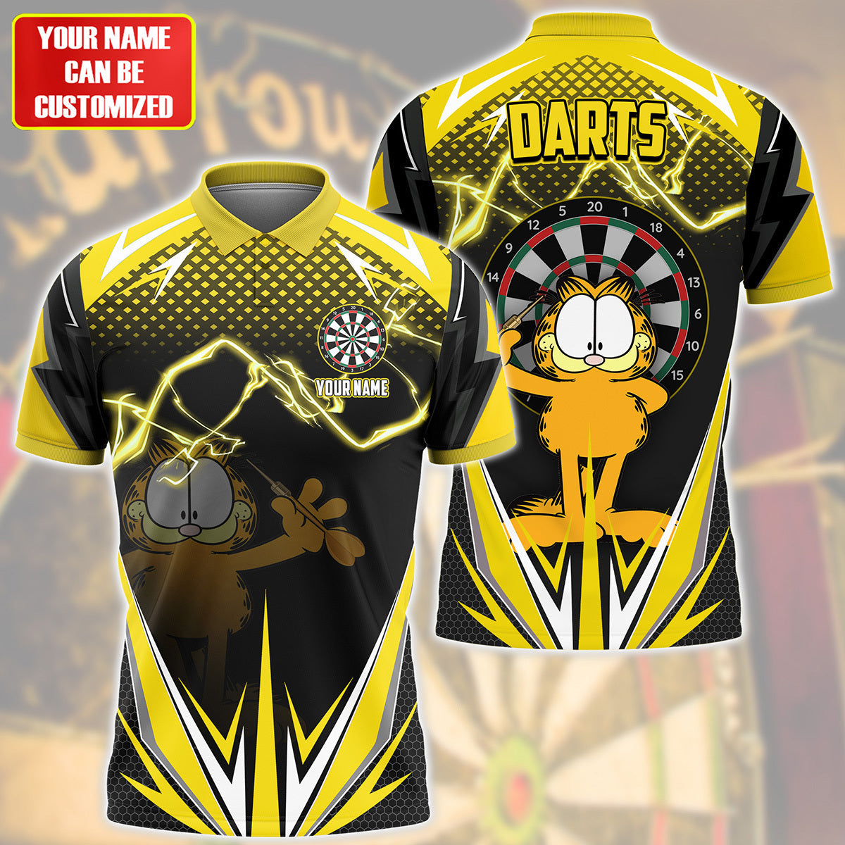 Personalized Name Garfield Darts Yellow Version All Over Printed Unisex Shirt S150502