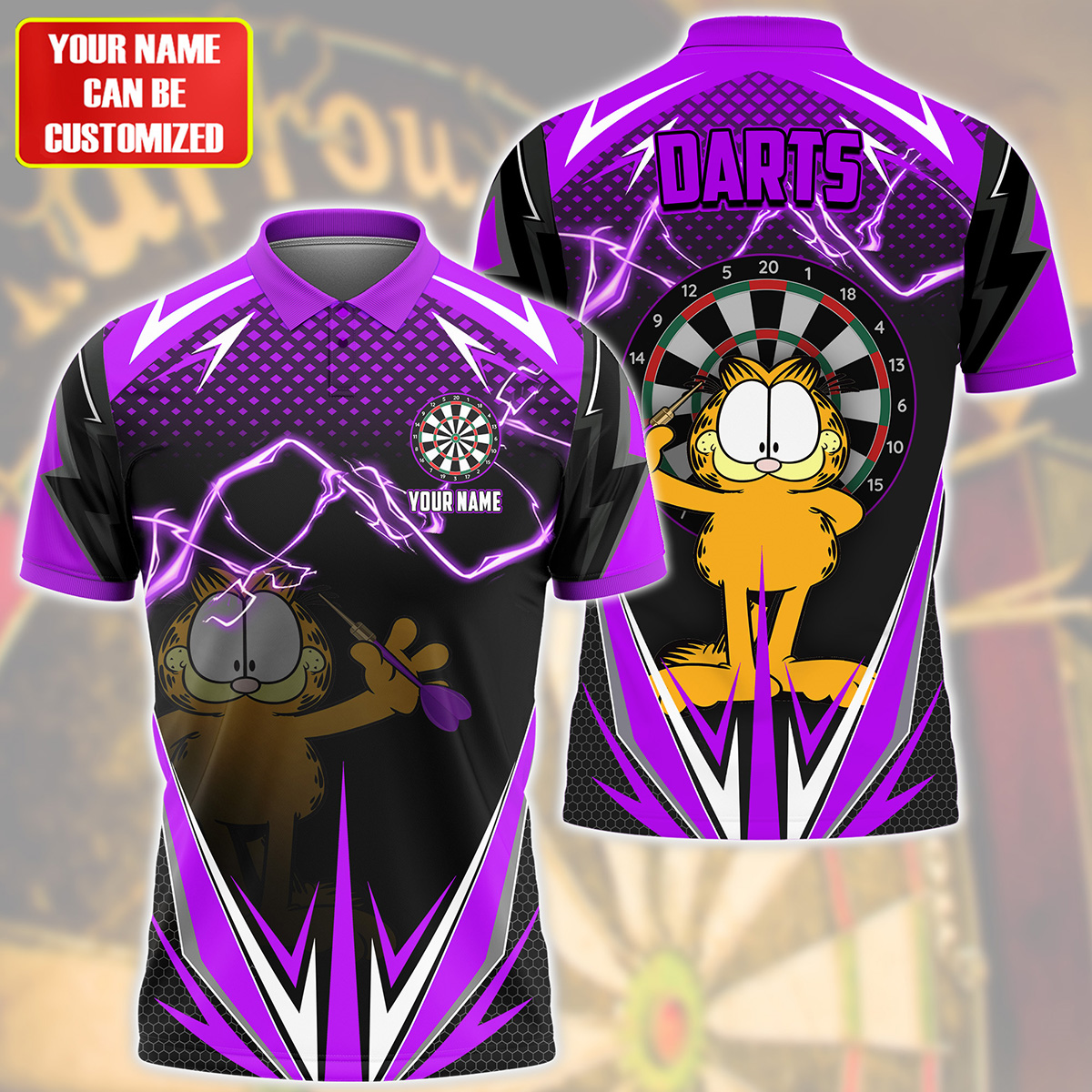 Personalized Name Garfield Darts Purple Version All Over Printed Unisex Shirt S150502