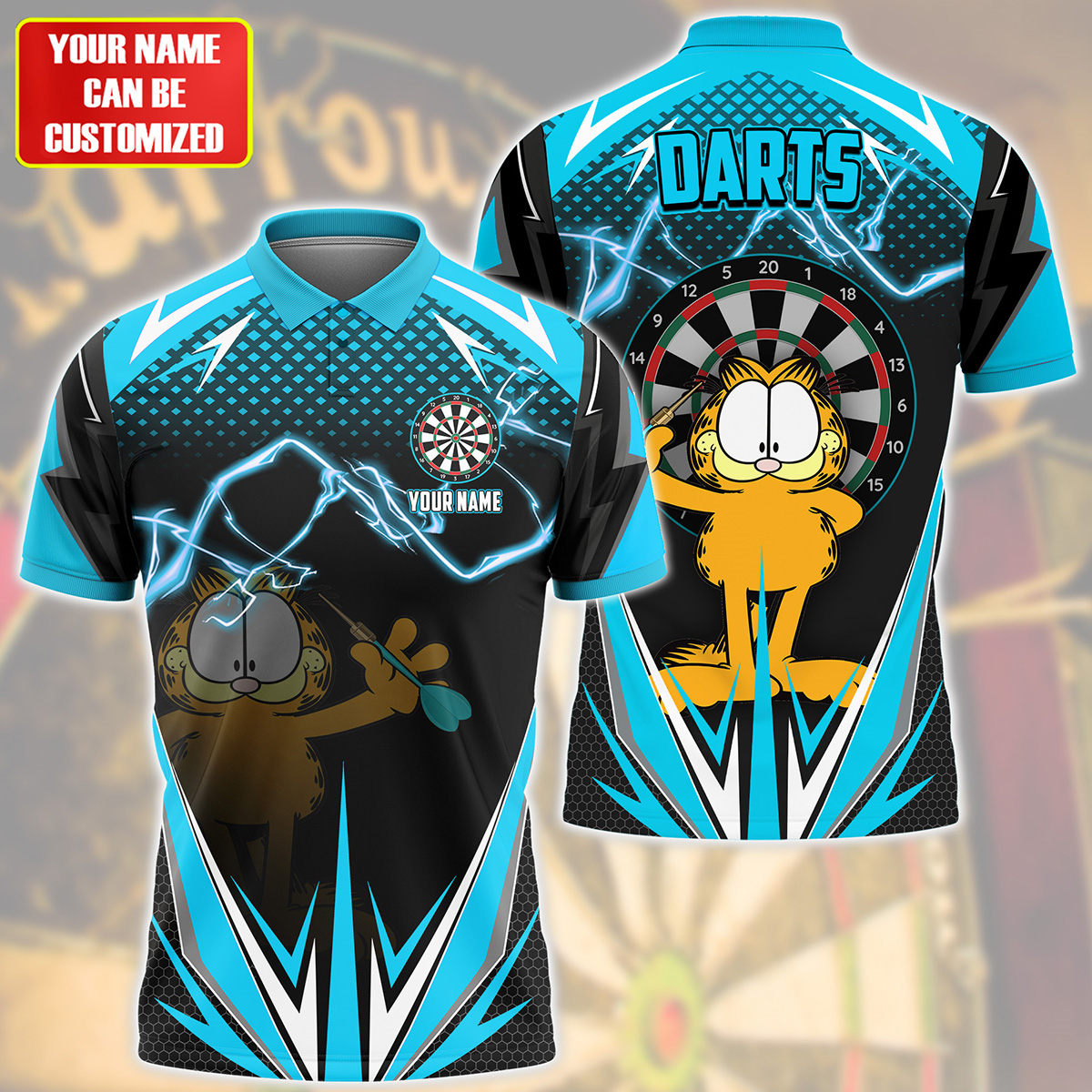 Personalized Name Garfield Darts Teal Version All Over Printed Unisex Shirt S150502