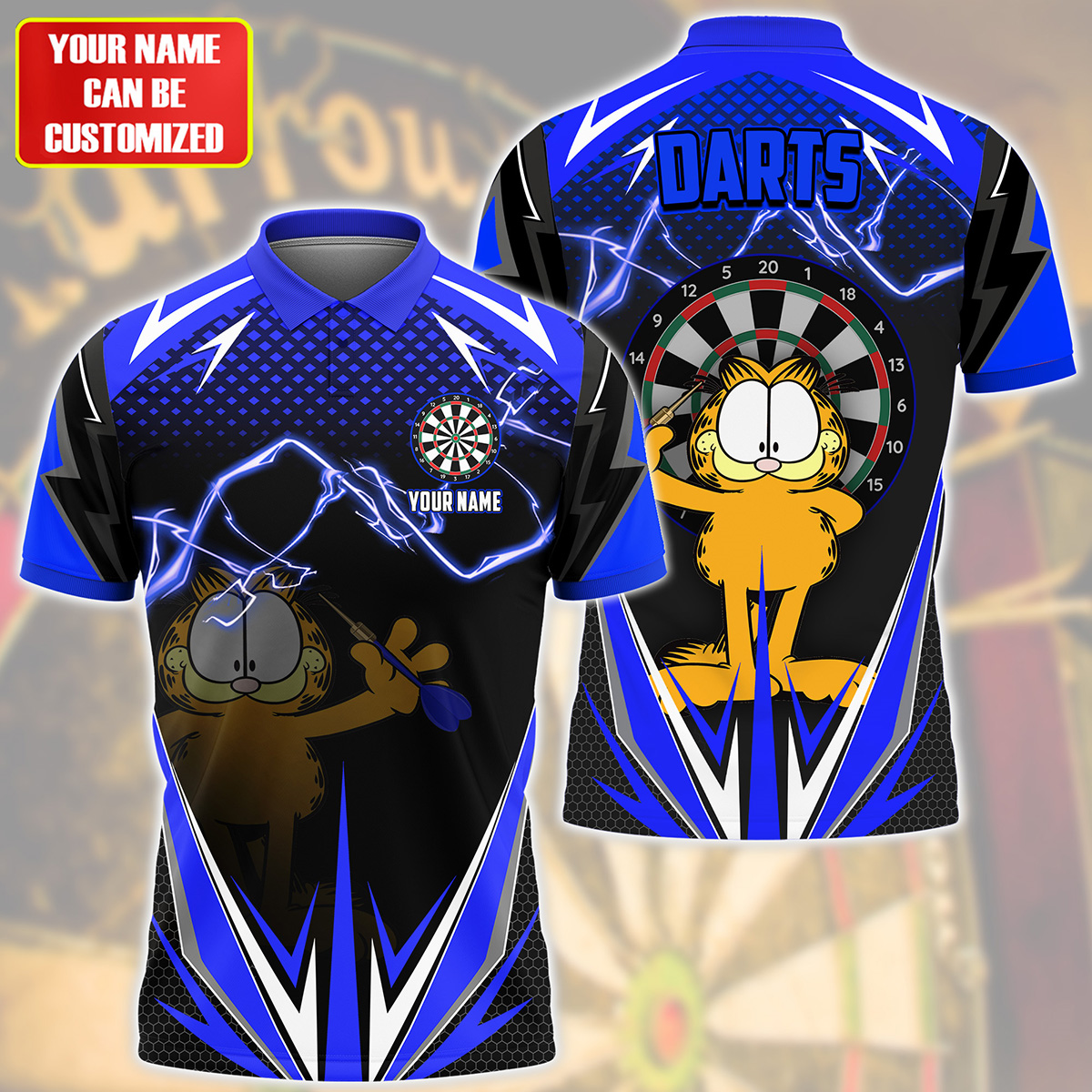 Personalized Name Garfield Darts Blue Version All Over Printed Unisex Shirt S150502