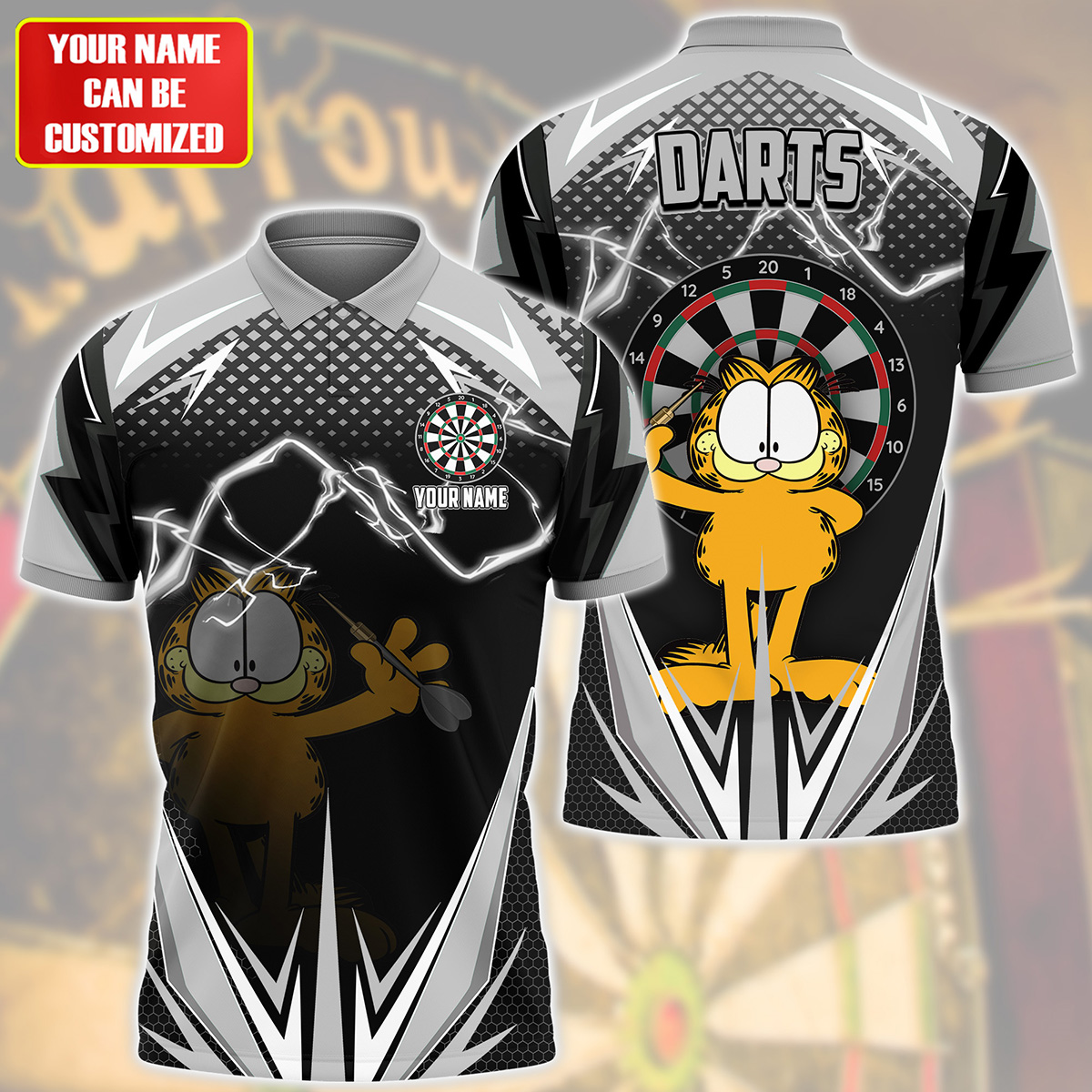 Personalized Name Garfield Darts Black Version All Over Printed Unisex Shirt S150502