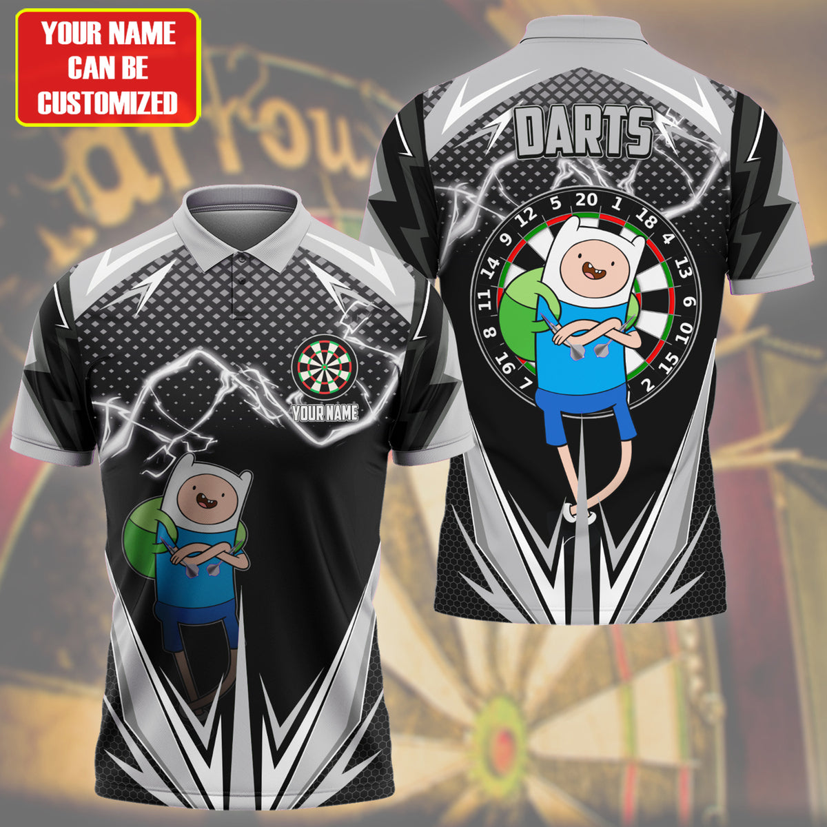 Personalized Name Finn Darts Black Version All Over Printed Unisex Shirt S150504