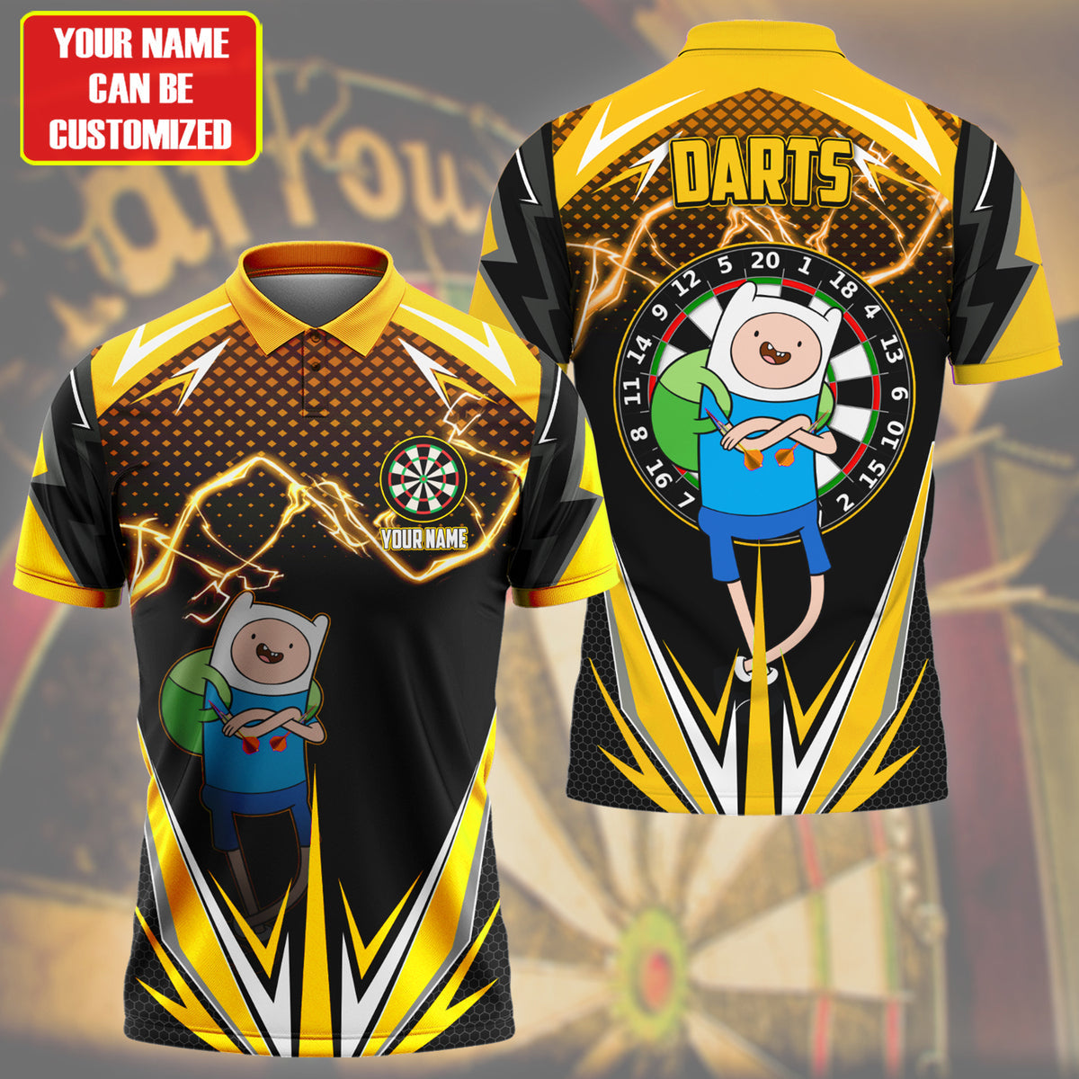 Personalized Name Finn Darts Yellow Version All Over Printed Unisex Shirt S150504
