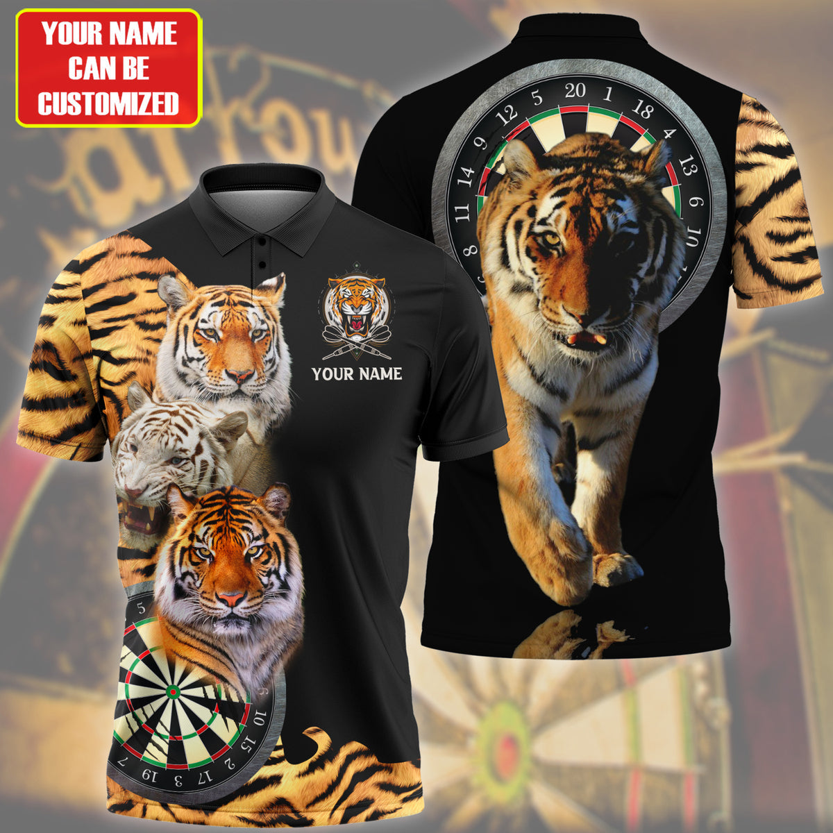 Dartboard Tiger Personalized Name 3D Shirt For Darts Player S150601