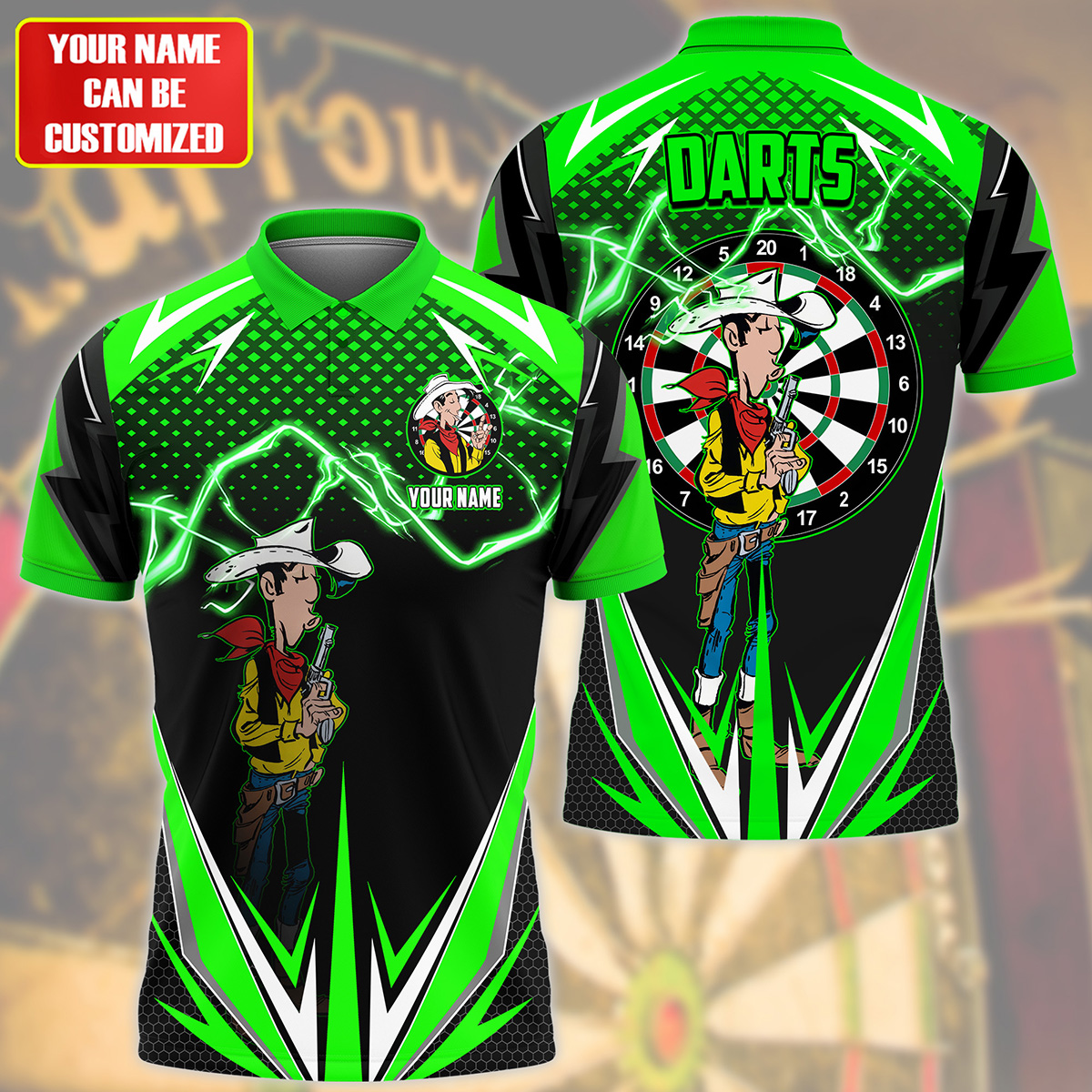 Personalized Name LL Darts Green Version All Over Printed Unisex Shirt S170603