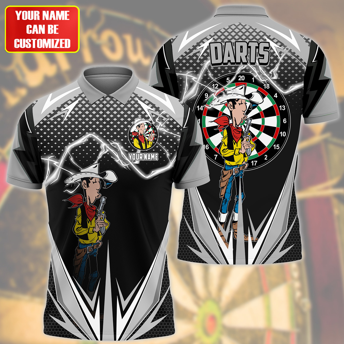 Personalized Name LL Darts Black Version All Over Printed Unisex Shirt S170603