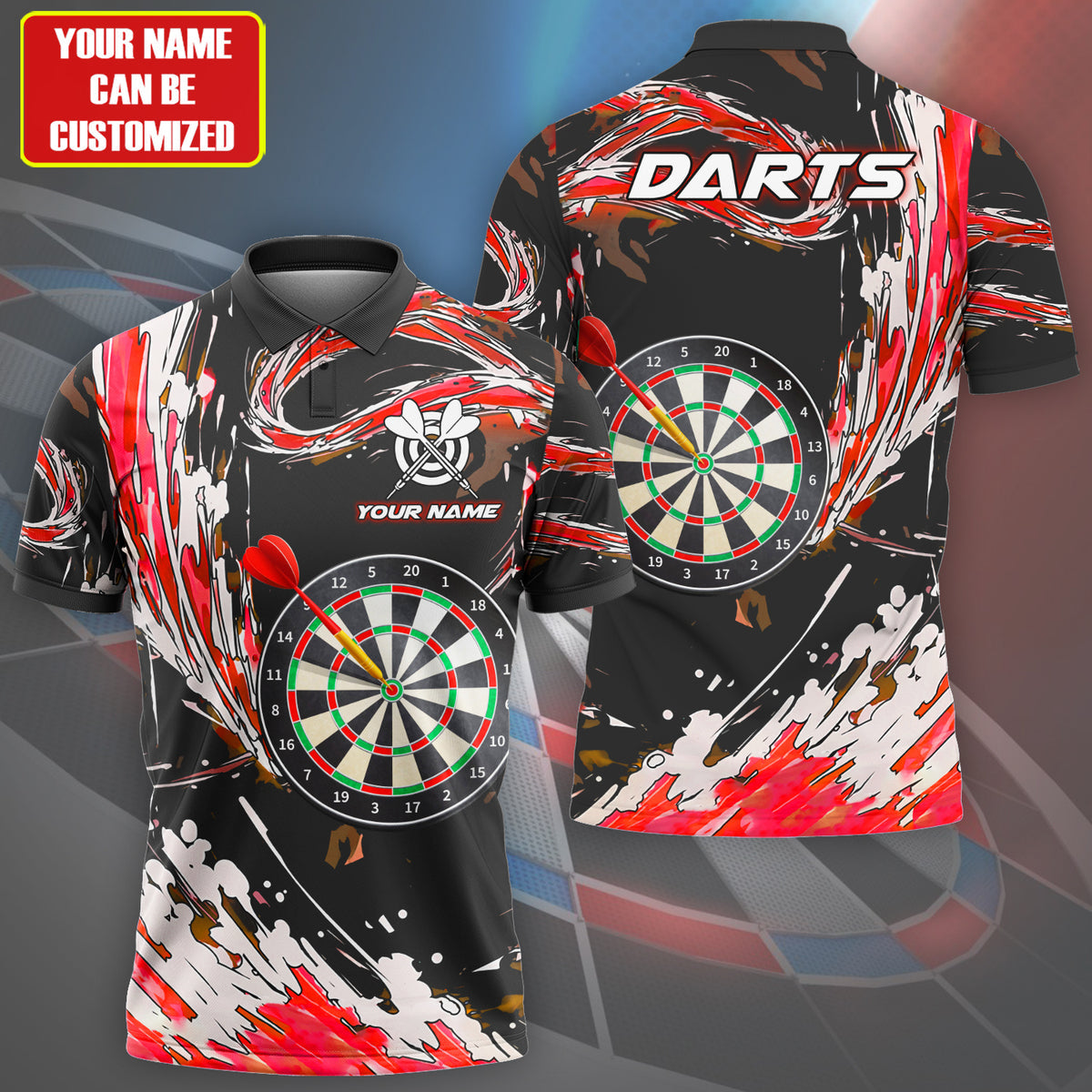 Personalized Name Water Wave Darts Red Version All Over Printed Unisex Shirt S180608