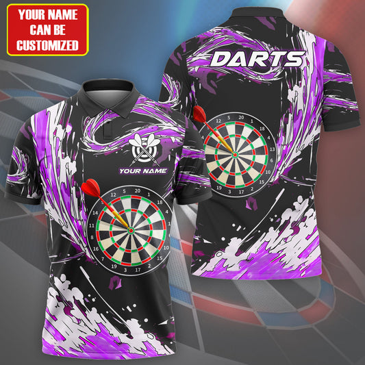 Personalized Name Water Wave Darts Purple Version All Over Printed Unisex Shirt S180608