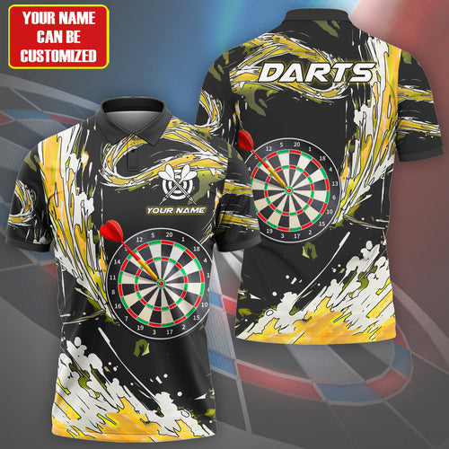 Personalized Name Water Wave Darts Yellow Version All Over Printed Unisex Shirt S180608