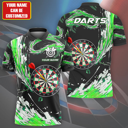 Personalized Name Water Wave Darts Green Version All Over Printed Unisex Shirt S180608