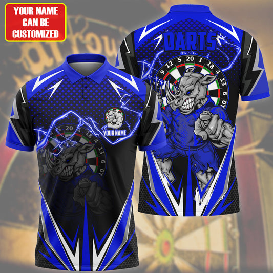 Personalized Name Rhino Darts Blue Version All Over Printed Unisex Shirt S190105