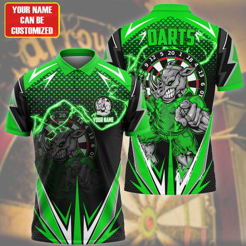 Personalized Name Rhino Darts Green Version All Over Printed Unisex Shirt S190105