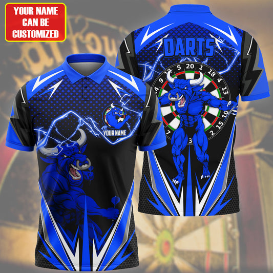 Personalized Name Bull Darts Blue Version All Over Printed Unisex Shirt S190307
