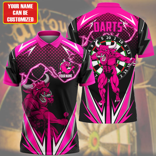 Personalized Name Bull Darts Pink Version All Over Printed Unisex Shirt S190307