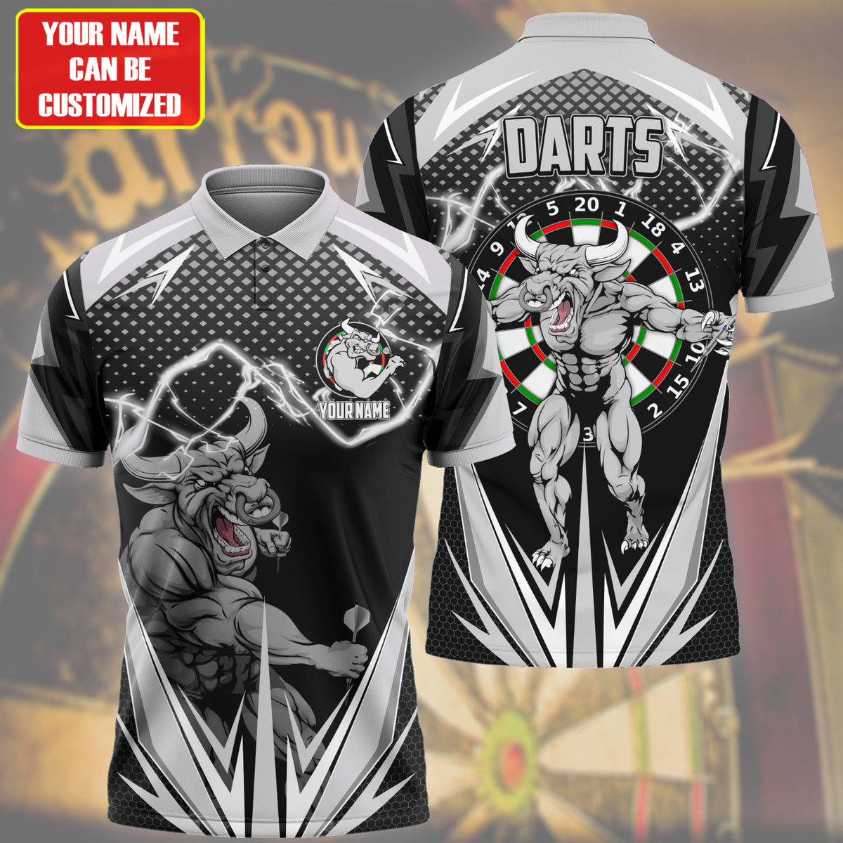 Personalized Name Bull Darts Black Version All Over Printed Unisex Shirt S190307