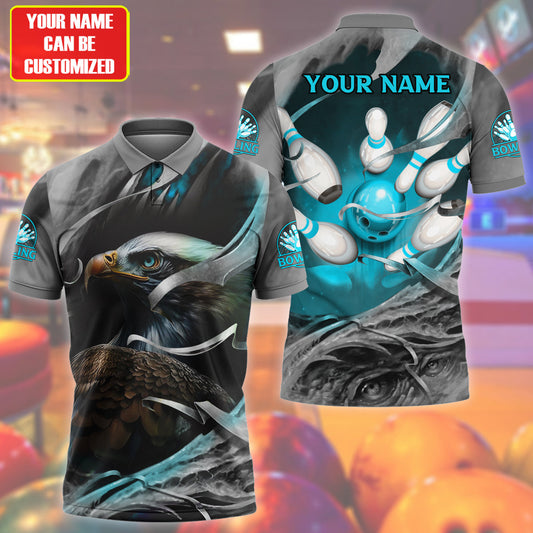 Personalized Name Eagle Bowling Teal Version All Over Printed Unisex Shirt S210502