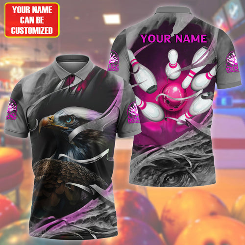 Personalized Name Eagle Bowling Pink Version All Over Printed Unisex Shirt S210502