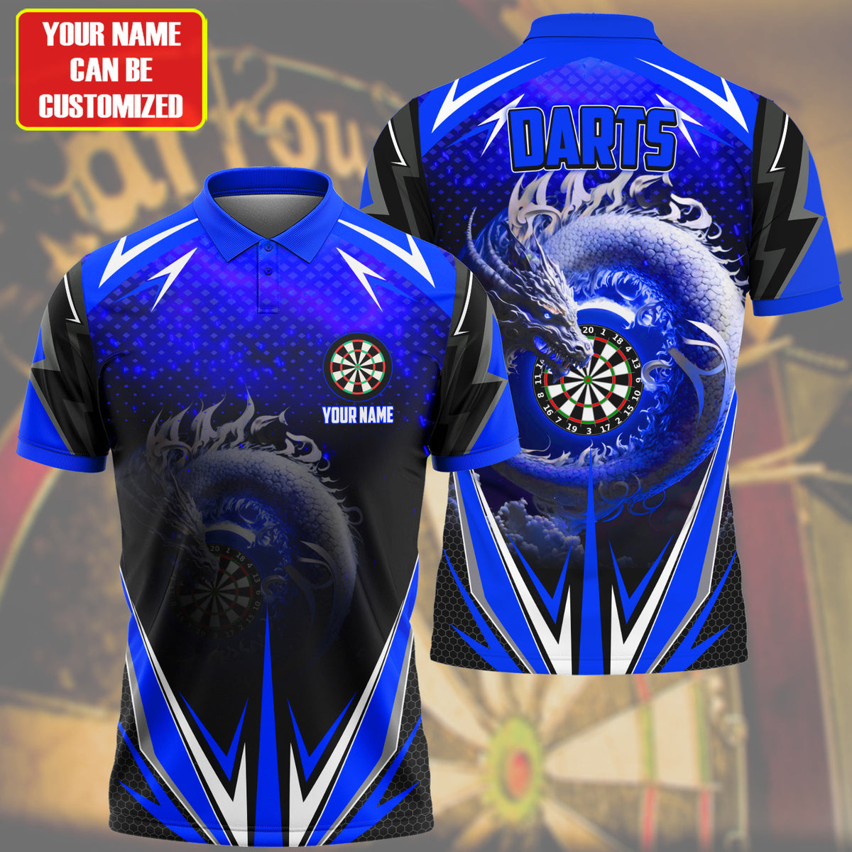 Personalized Name Darts Dragon Blue Version All Over Printed Unisex Shirt S210703