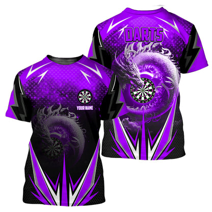 Personalized Name Darts Dragon Purple Version All Over Printed Unisex Shirt S210703