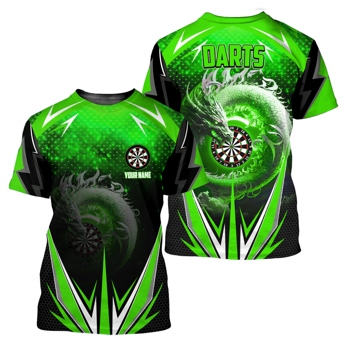 Personalized Name Darts Dragon Green Version All Over Printed Unisex Shirt S210703