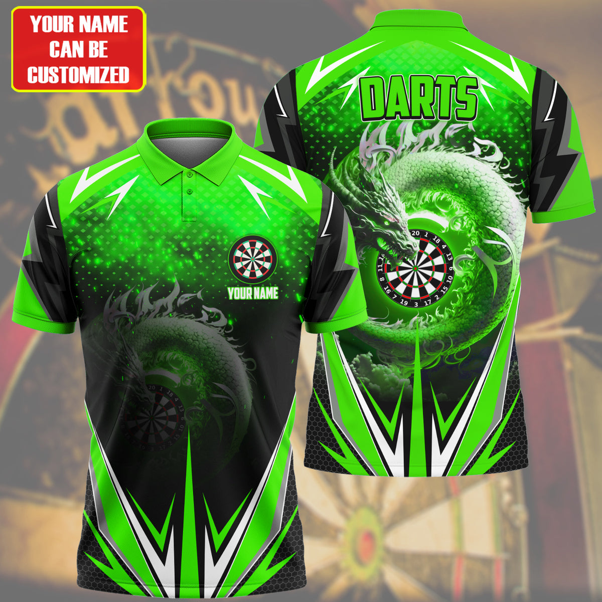 Personalized Name Darts Dragon Green Version All Over Printed Unisex Shirt S210703