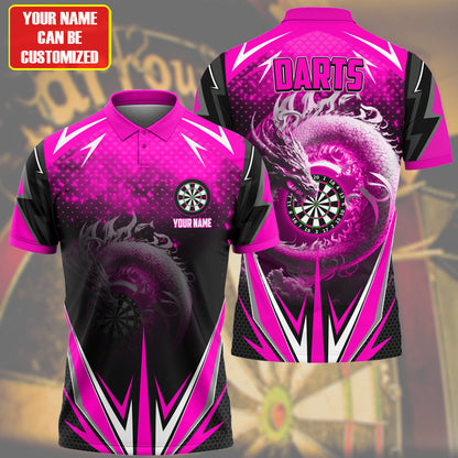 Personalized Name Darts Dragon Pink Version All Over Printed Unisex Shirt S210703