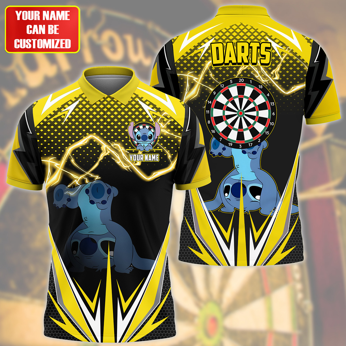 Personalized Name St Darts S5 Yellow Version All Over Printed Unisex Shirt S220505