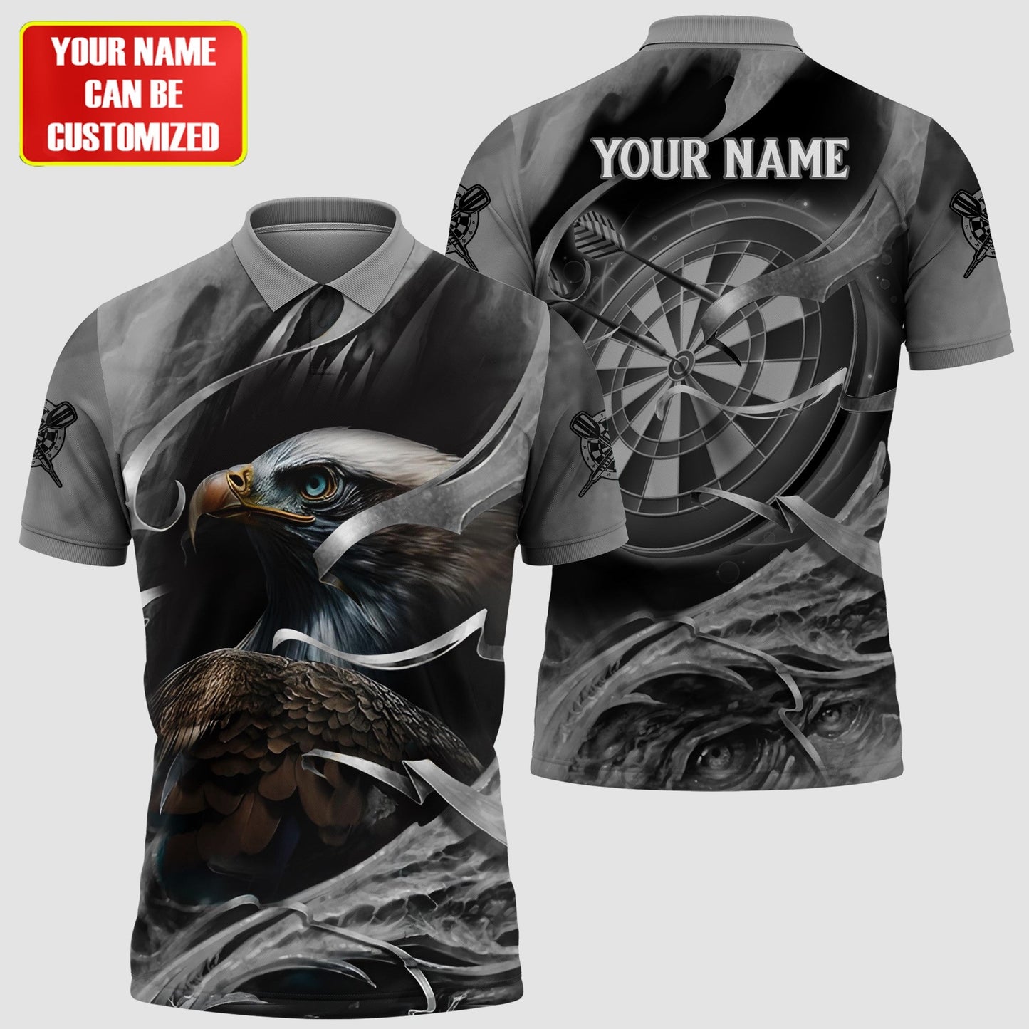 Dartboard Eagle Black Version Personalized Name 3D Shirt For Darts Player SH200610