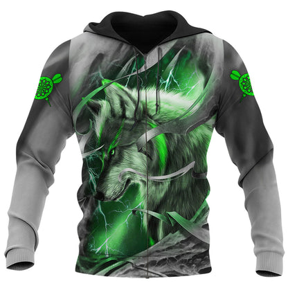 Dartboard Green Wolf Personalized Name 3D Shirt For Darts Player S270604