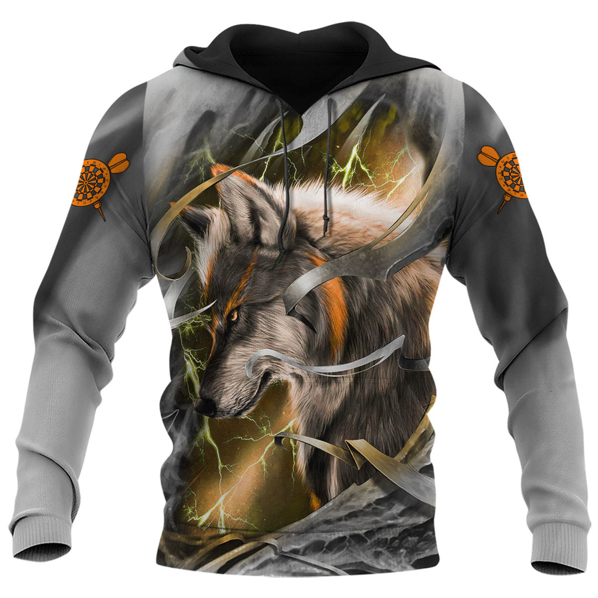 Dartboard Orange Wolf Personalized Name 3D Shirt For Darts Player S270604
