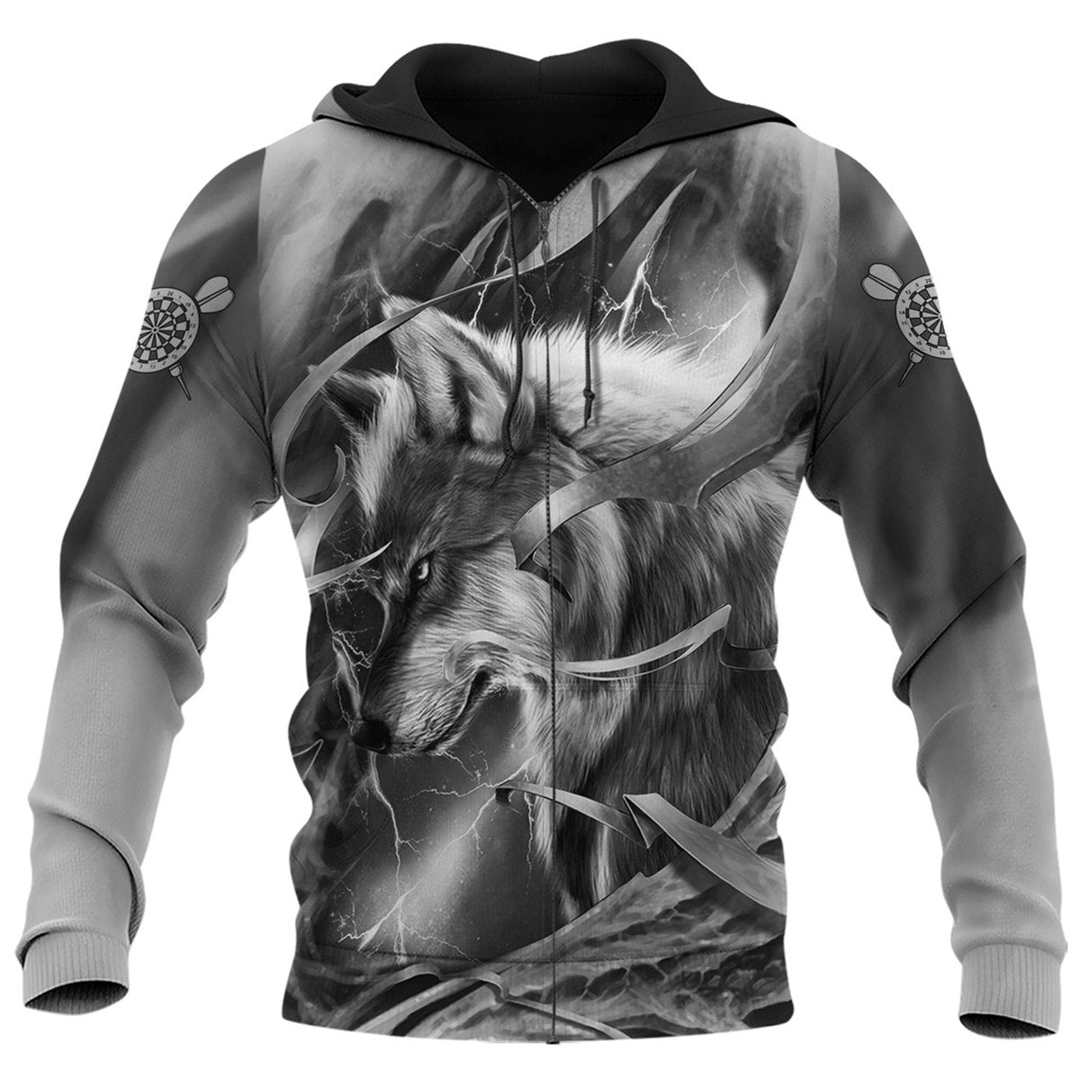 Dartboard Grey Wolf Personalized Name 3D Shirt For Darts Player S270604