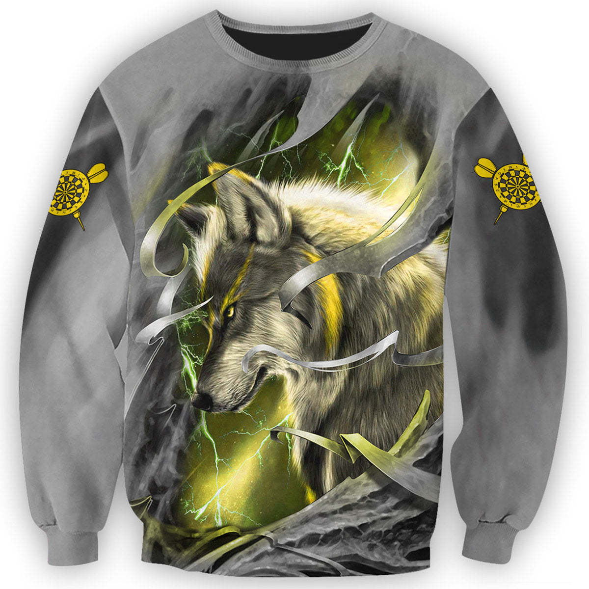 Dartboard Yellow Wolf Personalized Name 3D Shirt For Darts Player S270604