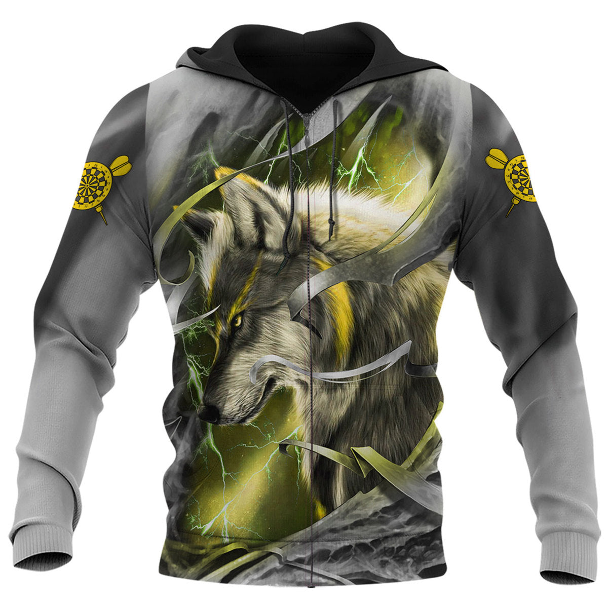 Dartboard Yellow Wolf Personalized Name 3D Shirt For Darts Player S270604