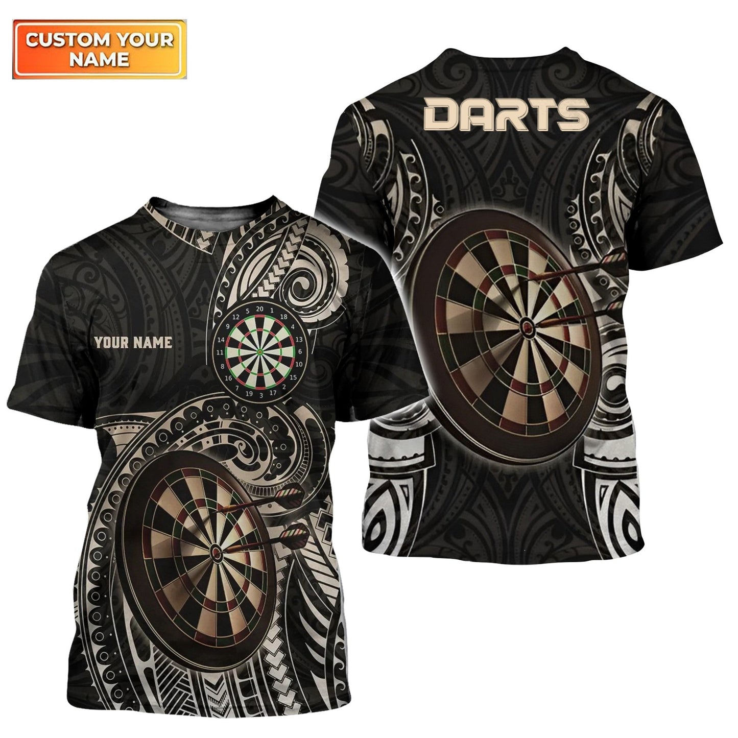 Dartboard Tattoo Personalized Name 3D Polo Shirt For Darts Player, Dart Team Shirts S130708
