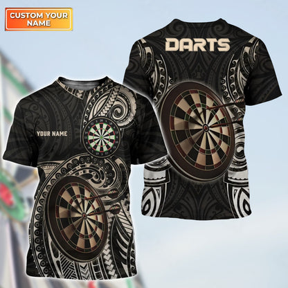 Dartboard Tattoo Personalized Name 3D Polo Shirt For Darts Player, Dart Team Shirts S130708