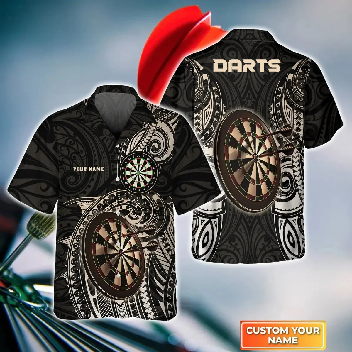 Dartboard Tattoo Personalized Name 3D Polo Shirt For Darts Player, Dart Team Shirts S130708