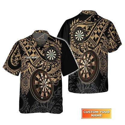 Brown Tattoo Darts Personalized Name 3D Polo Shirt For Darts Player, Dart Team Shirts S270712