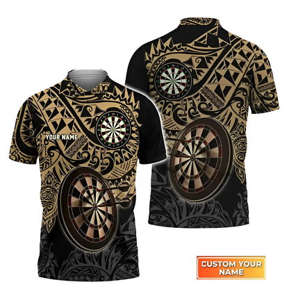 Brown Tattoo Darts Personalized Name 3D Polo Shirt For Darts Player, Dart Team Shirts S270712