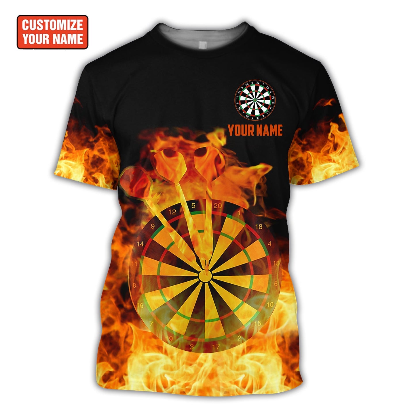 Personalized Name Dart On Fire 3D Shirt P300504