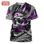 Personalized Name Bowling Skull Purple Version All Over Printed Unisex Shirt Q070501