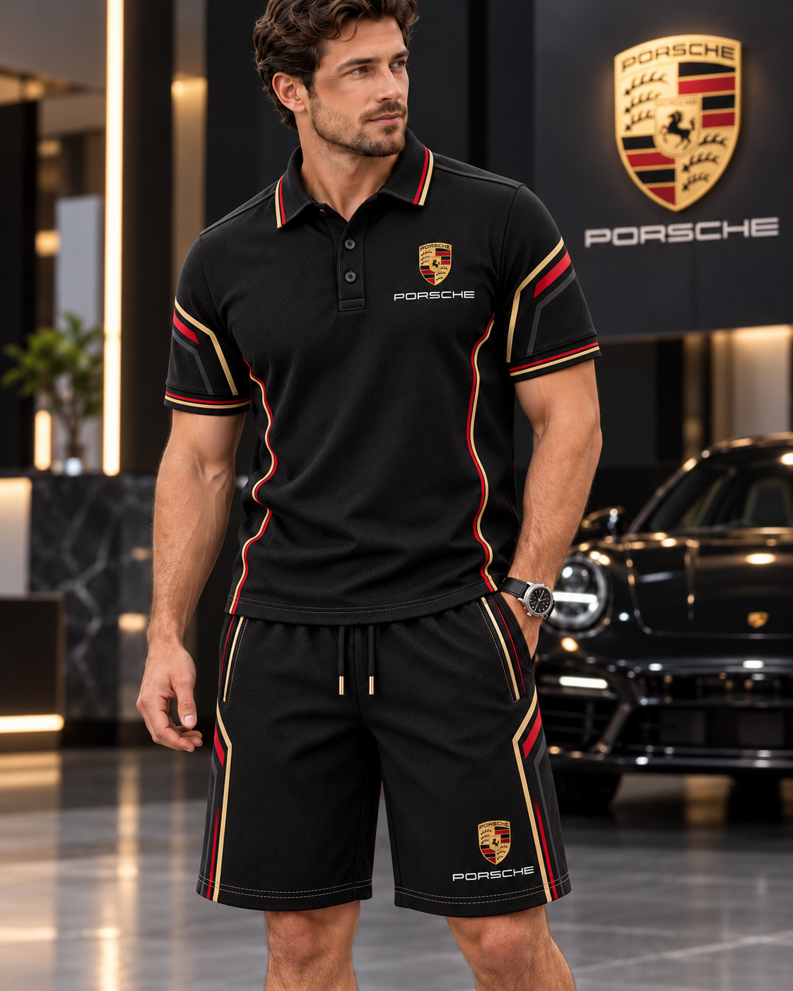 Pors The Herica Fashion All Over Printed Polo and Shorts