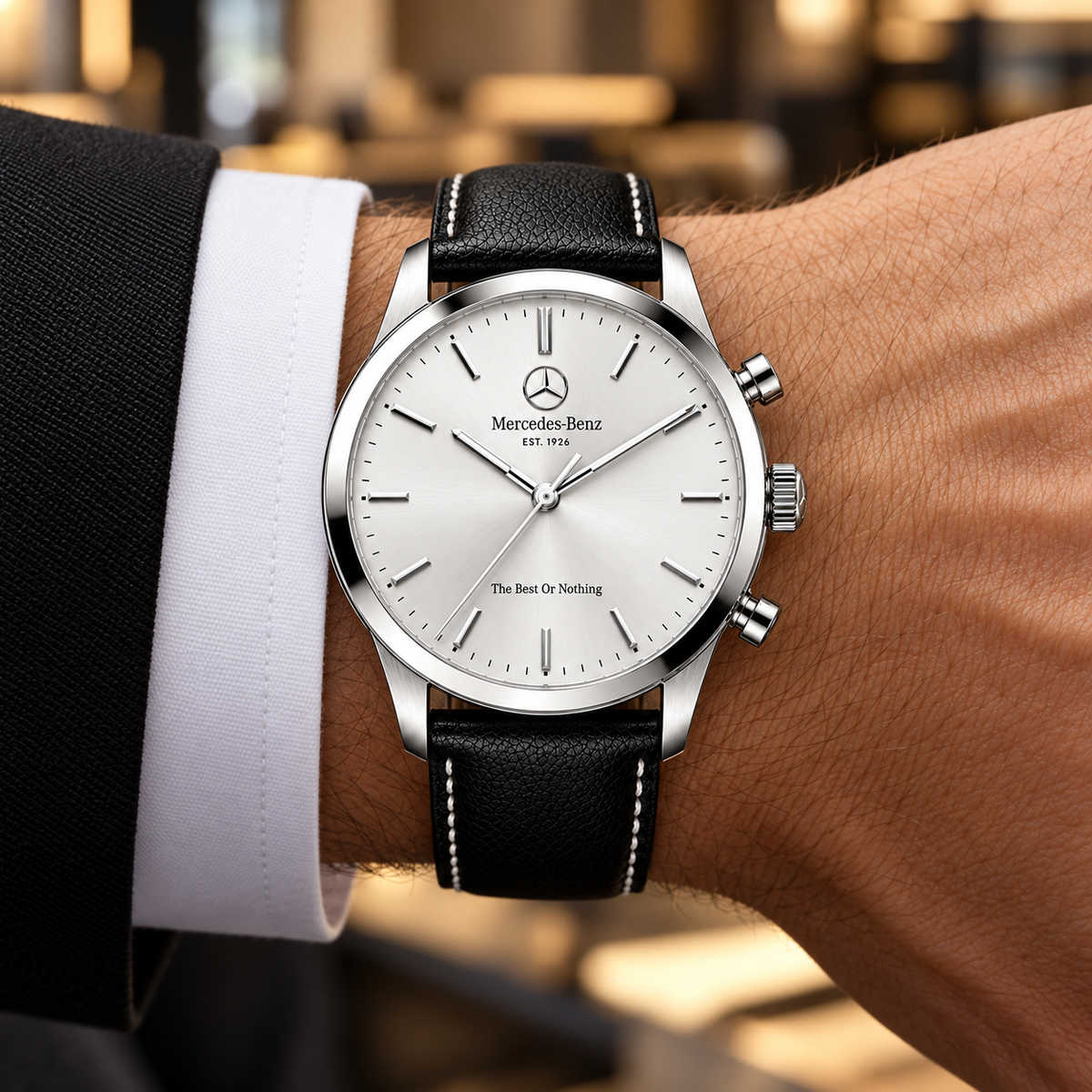 Merc Leopard Leather Strap Watch