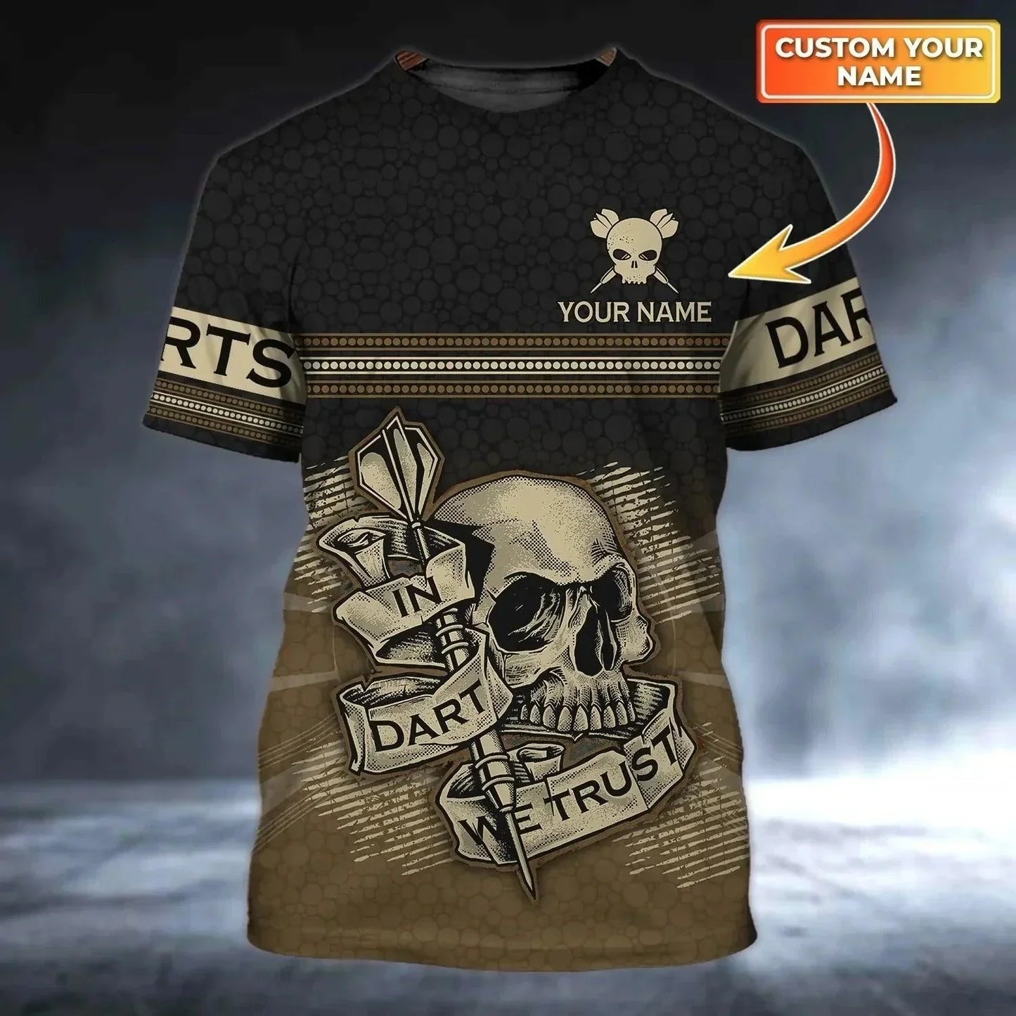Dart Skull Personalized Name 3D Shirt For Darts Player S270711