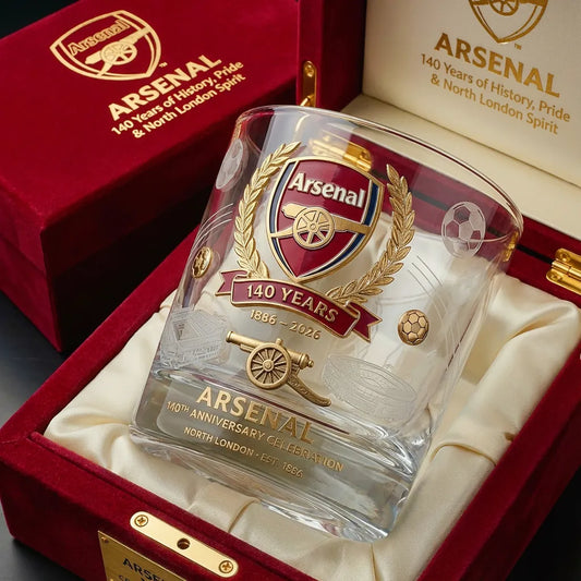 Personalized Arsenal 140 Years Celebration Stadium Whisky , Arsenal Whiskey Glass, Holiday Gifts