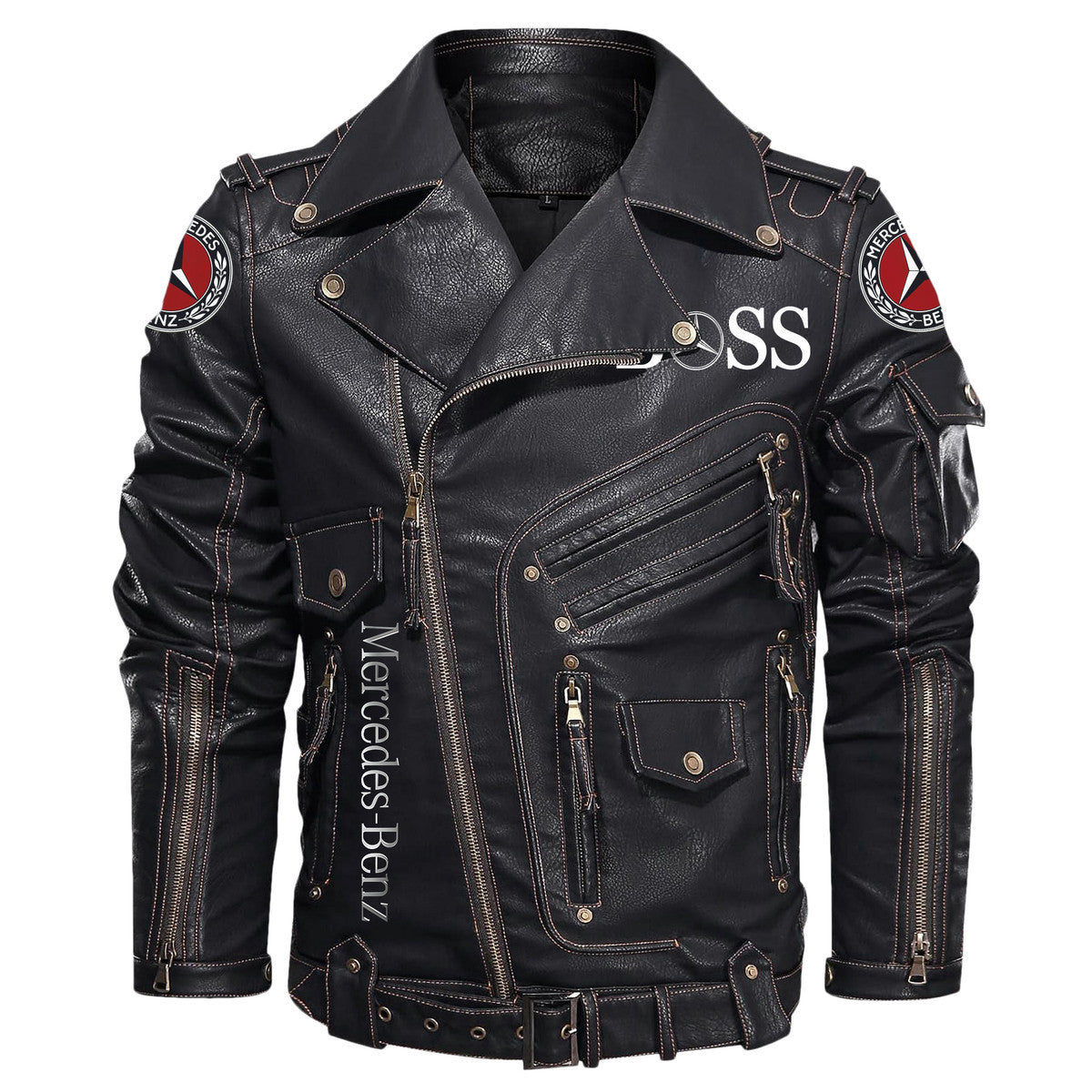 Merc Belt Solid Zipper Street Leather Jacket Q290805