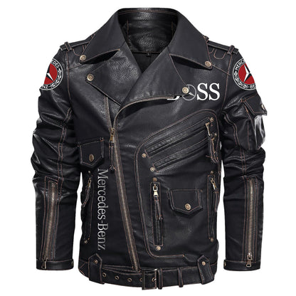 Merc Belt Solid Zipper Street Leather Jacket Q290805