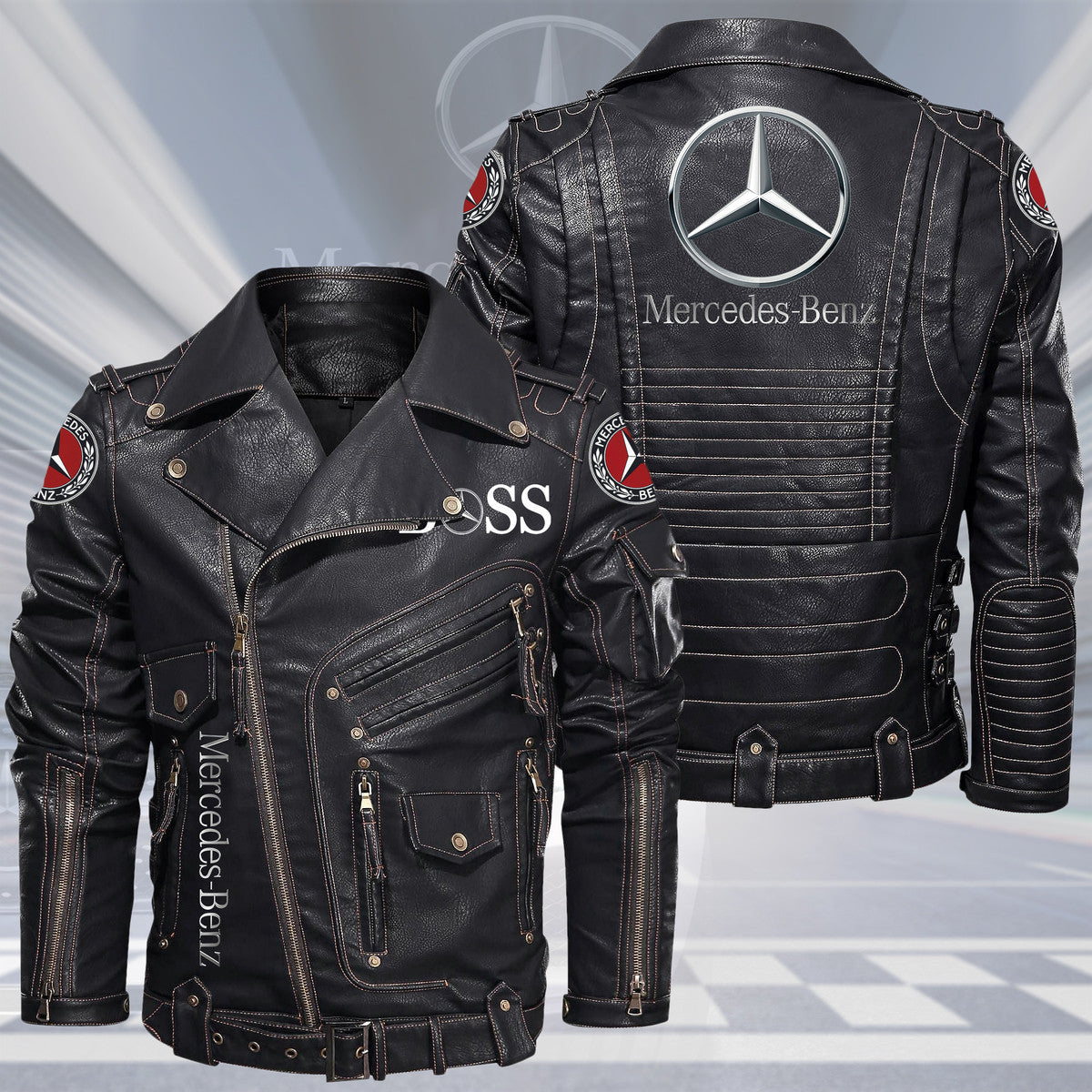 Merc Belt Solid Zipper Street Leather Jacket Q290805